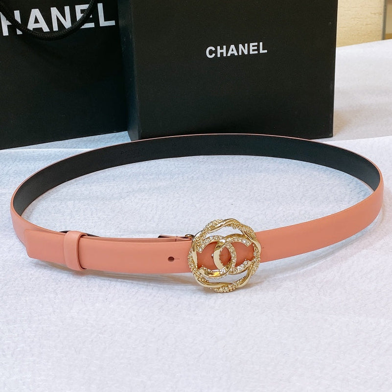 Chanel 2026 CC Rhinestone Twisted Belt 20mm Calfskin