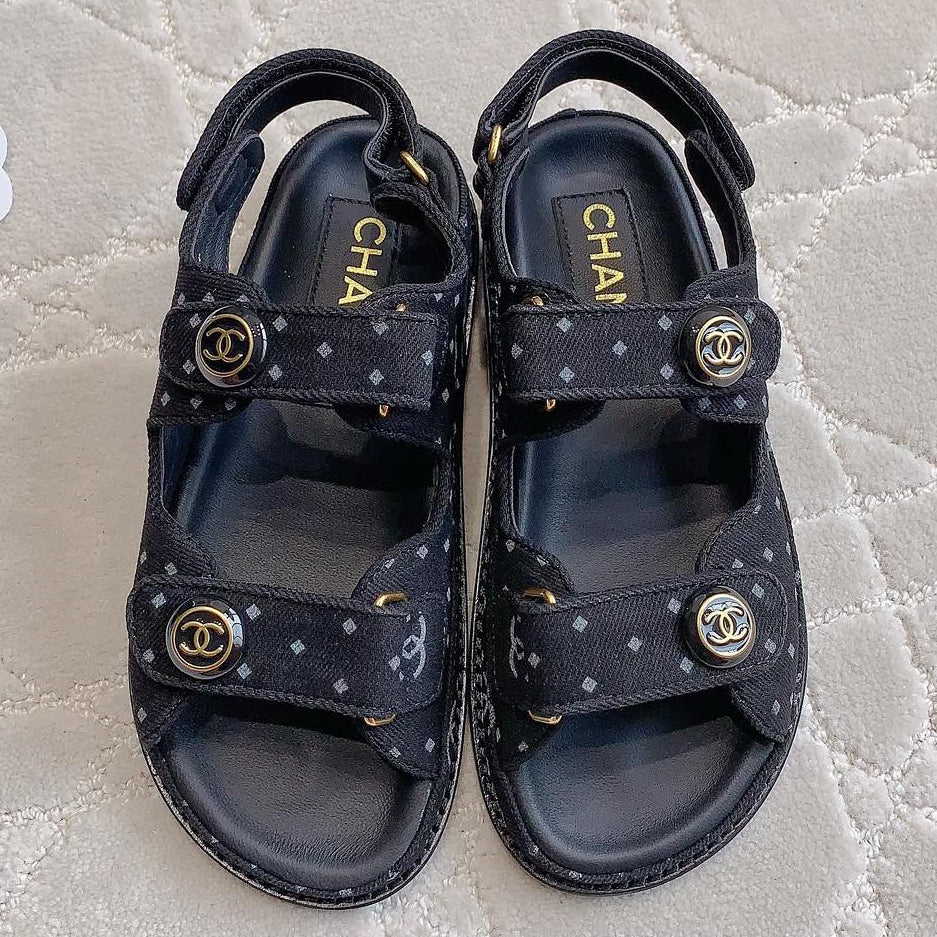 Chanel 2026 Printed Velcro Dad Sandals Fabric 977458
