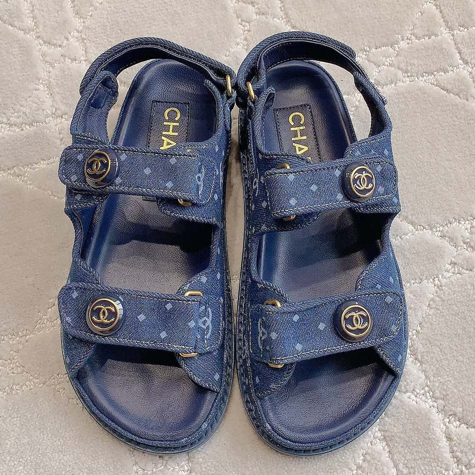 Chanel 2026 Printed Velcro Dad Sandals Fabric 977458