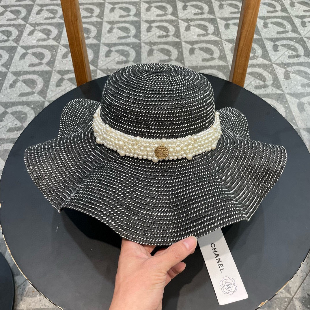 Chanel Straw Beach Hat With A Pearl Band 219073