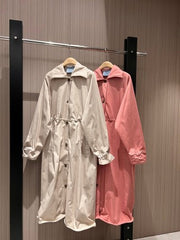 Prada 25 Long Coat Beige and Pink Cotton