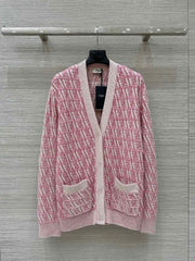 Fendi 2025 V-neck Cardigan Cherry Pink Wool