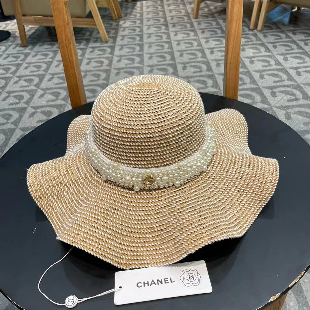 Chanel Straw Beach Hat With A Pearl Band 219073