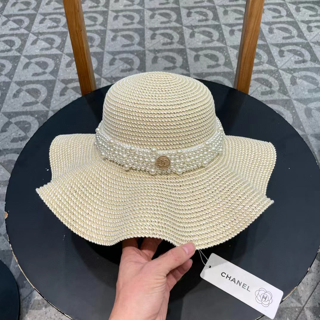 Chanel Straw Beach Hat With A Pearl Band 219073