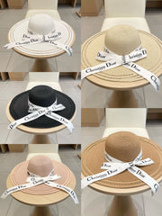 Dior Wide-brimmed Hat With Logo Ribbon 547025