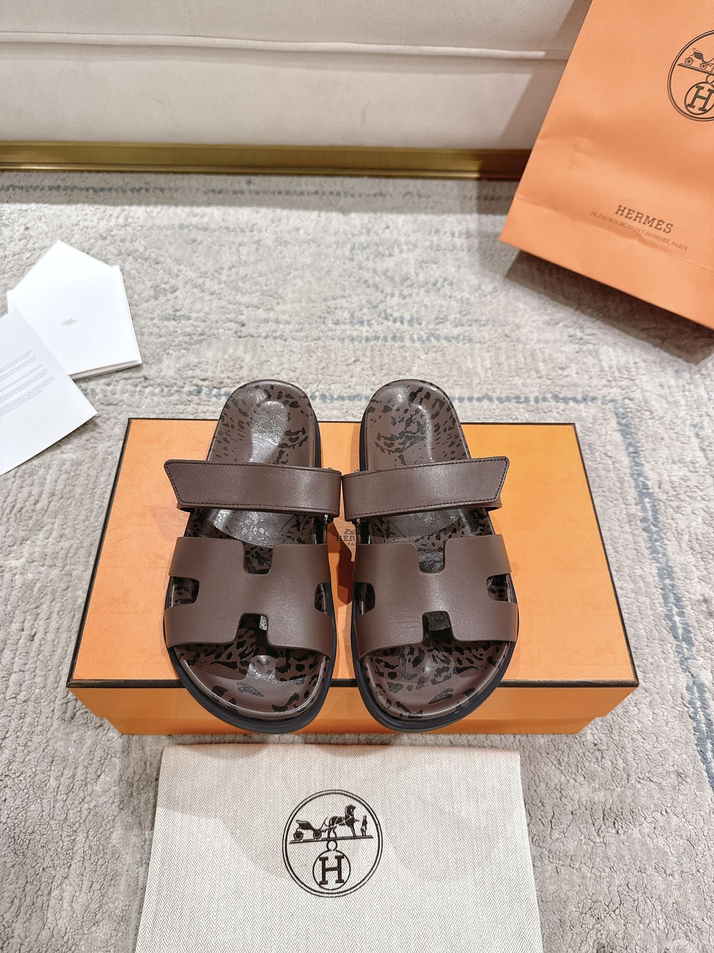 Hermes 2026 Chypre Sandal With Leopard Print 842028