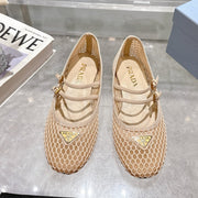 Prada 2026 Mary Jane Ballet Flat Mesh Sheepskin 715612