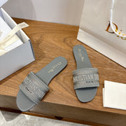 CD 26s Embroidered Sandals Canvas Cowhide 685496