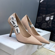 CD 26s High Heels Pumps Nude Pink Cotton Ribbon 664183