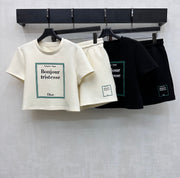 Dior 2026 Square-Frame Top and Shorts Set Cream Black Cotton
