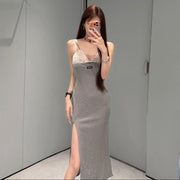 Miumiu 2026 Girlish Patchwork Slip Dress Lace Cotton 213429