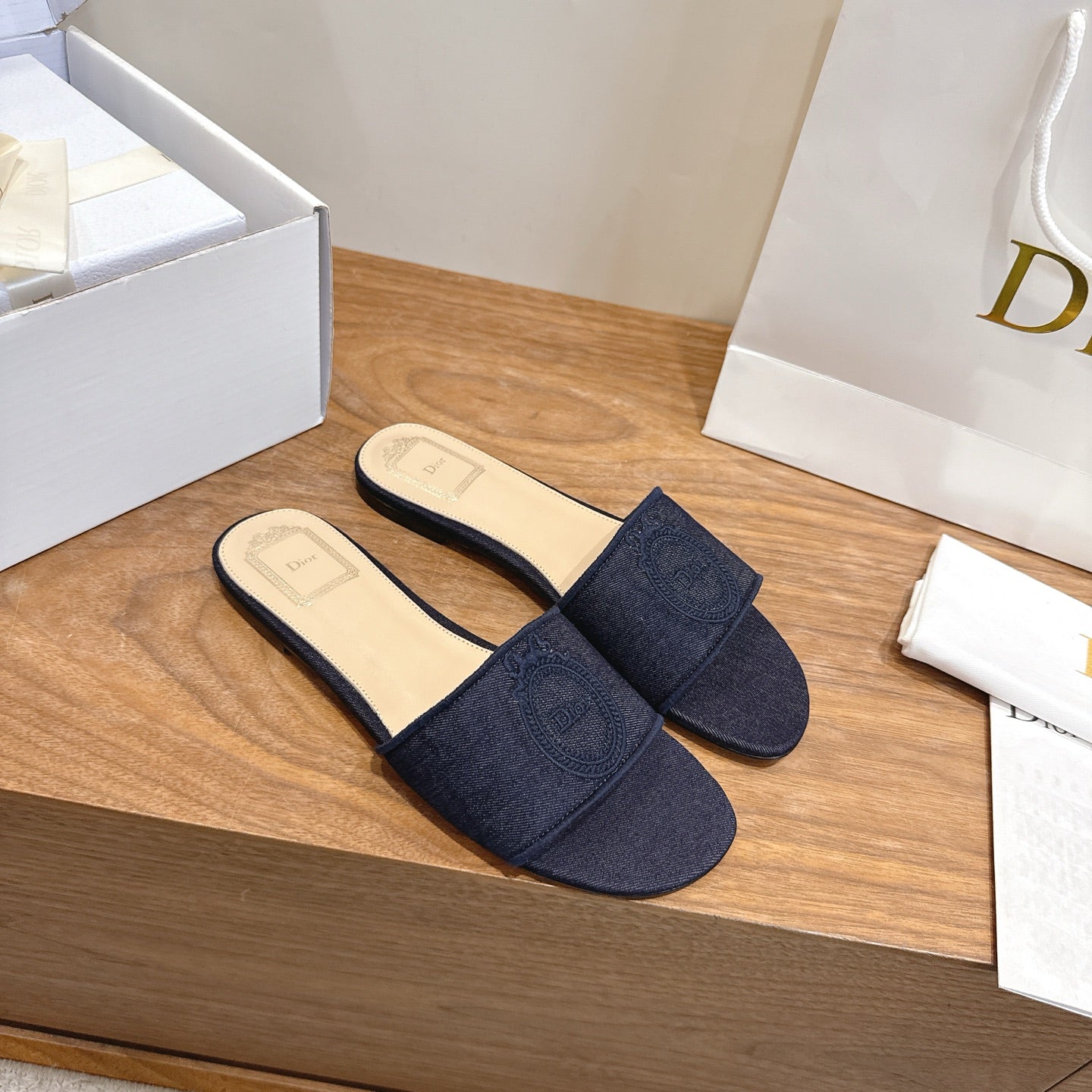 Dior 2026 Medaillon Slide Sandal Denim Leather 911151