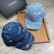 Chanel Chain Pattern Baseball Denim Cap 240591