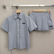 Miumiu 2026 Plaid Set Blue Cotton 377071
