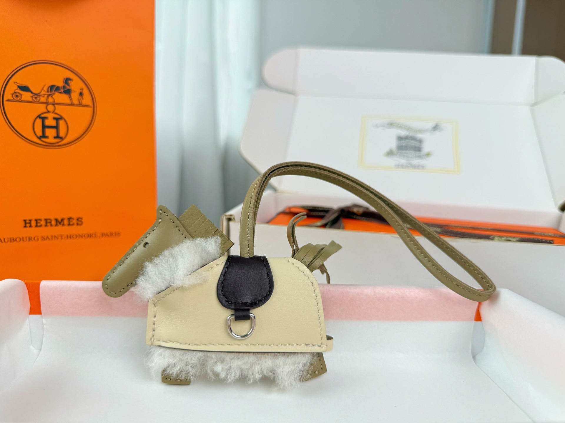 Hermes Rodeo Robeo Coeur Pony Bag Charm Lambswool