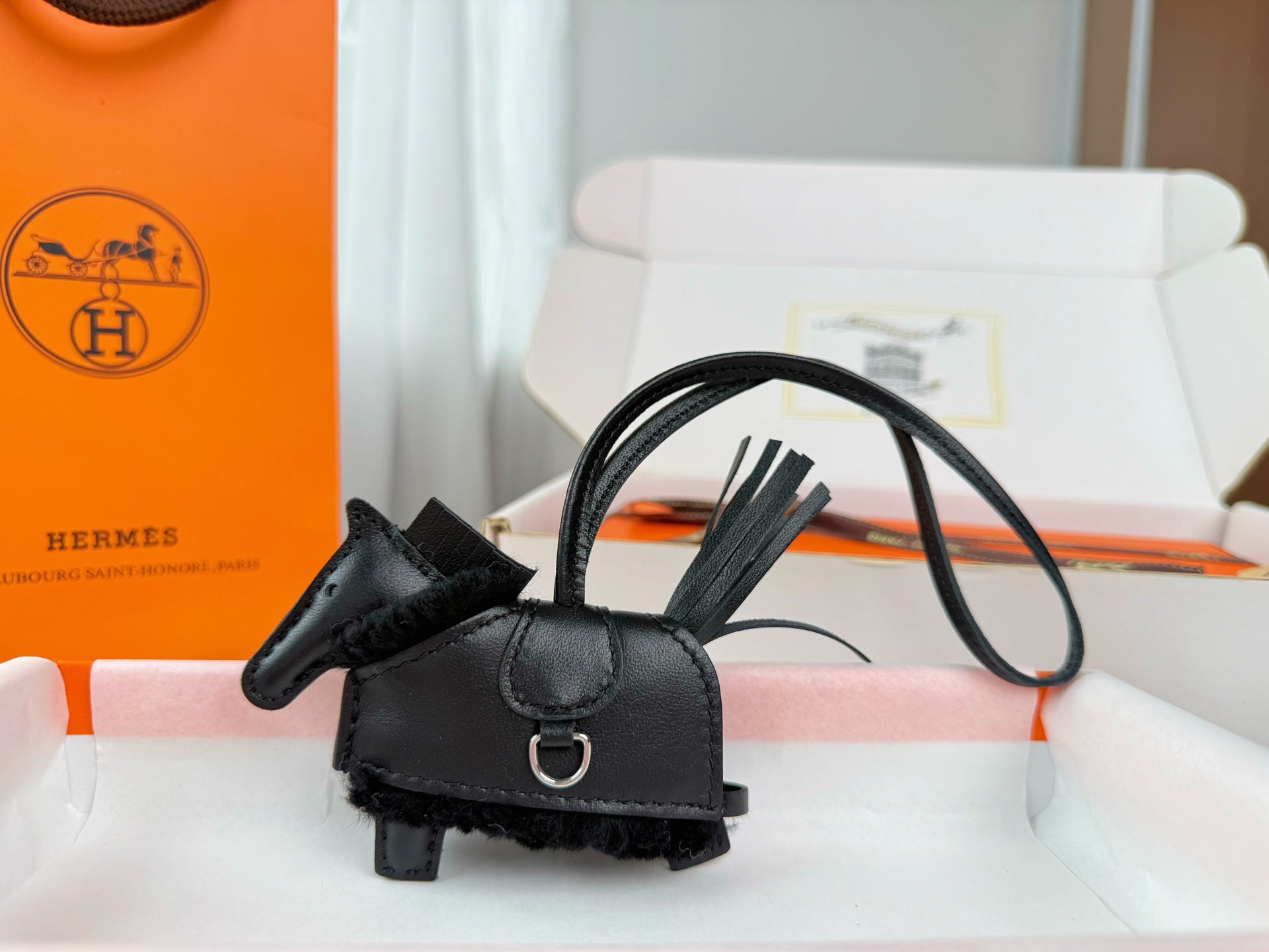 Hermes Rodeo Robeo Coeur Pony Bag Charm Lambswool