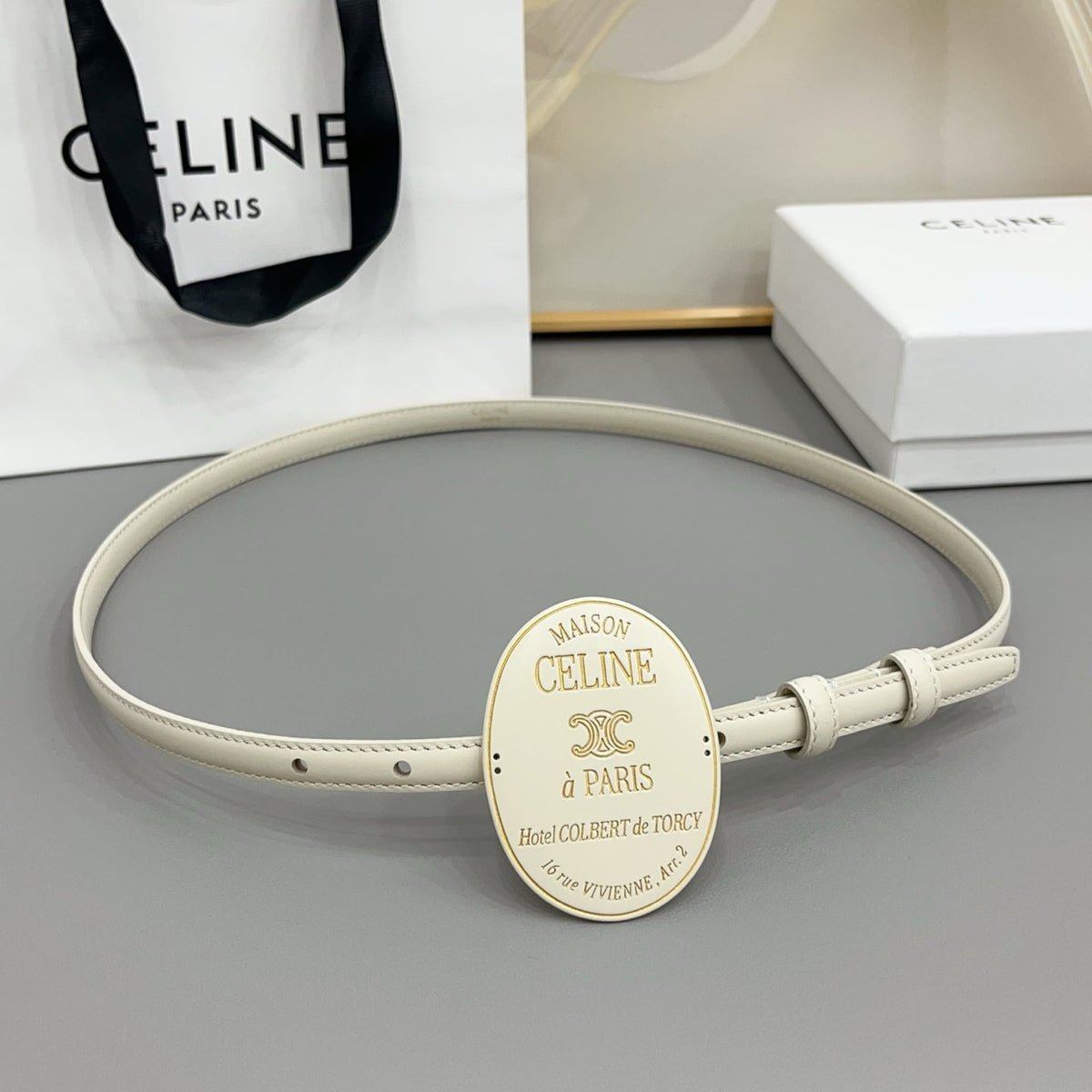 Celine 2026 Arc de Triomphe 13mm Leather Belt