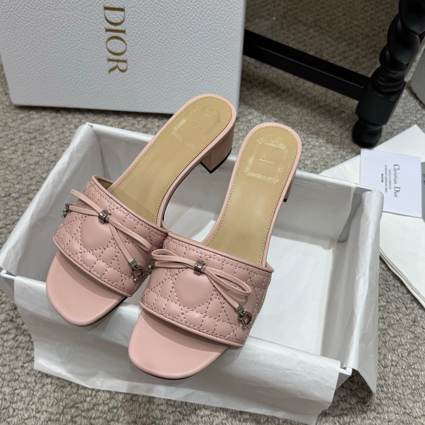 Dior 2026 Cannage Heeled Slide Sandal Sheepskin 932161