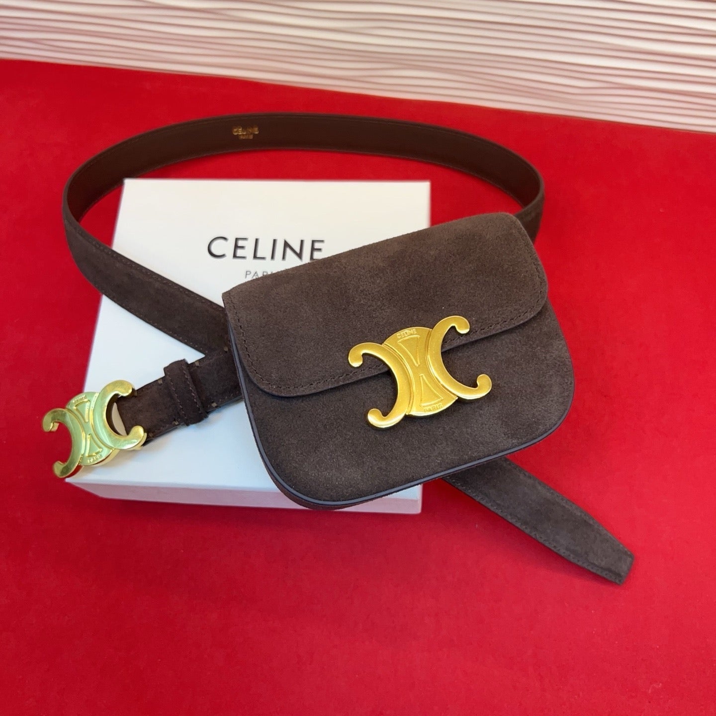 Celine 2026 Triomphe Belt Bag 25mm Suede
