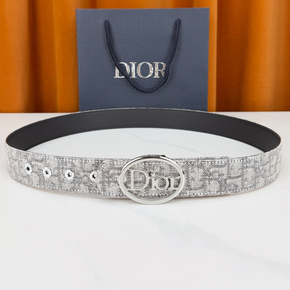 Dior 2026 Oblique Oval Logo Buckle Belt 35mm Canvas