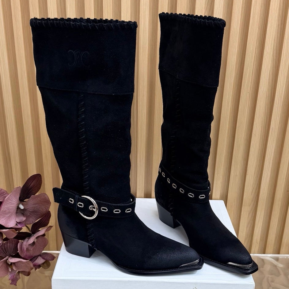 Celine 2026 Chelsea Pointed Toe Boots Suede Leather 995587