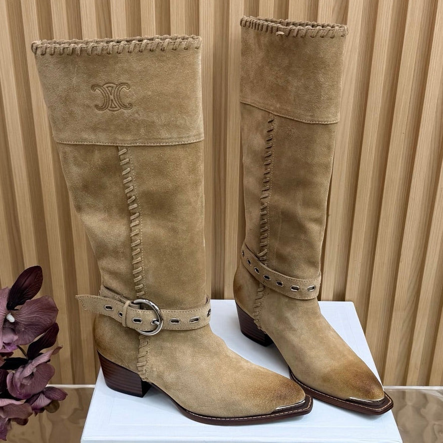 Celine 2026 Chelsea Pointed Toe Boots Suede Leather 995587