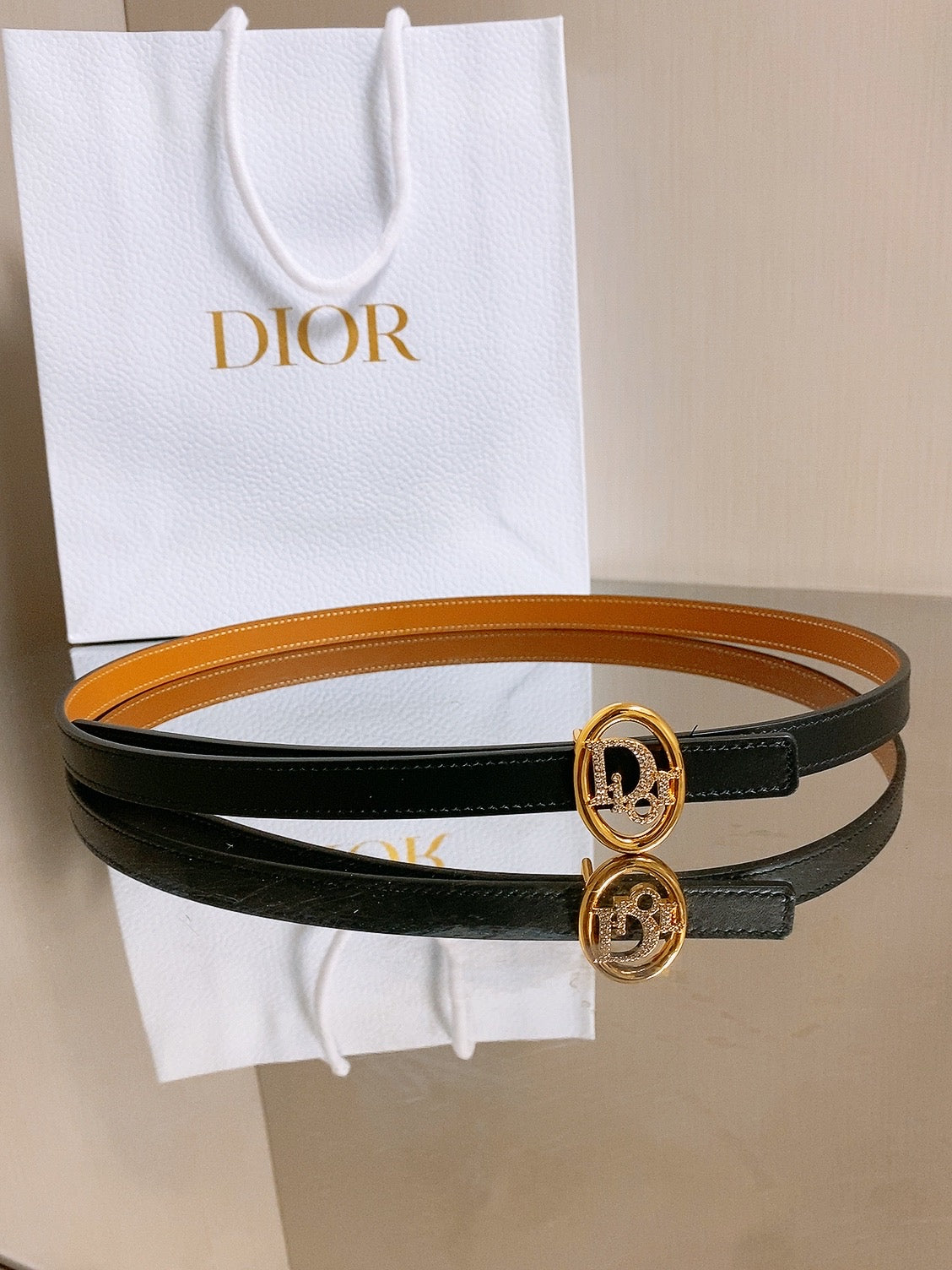 Dior 2026 30 Montaigne Reversible Belt 15mm Calfskin