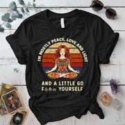 Im Mostly Peace Love Light T Shirt Black Mockup