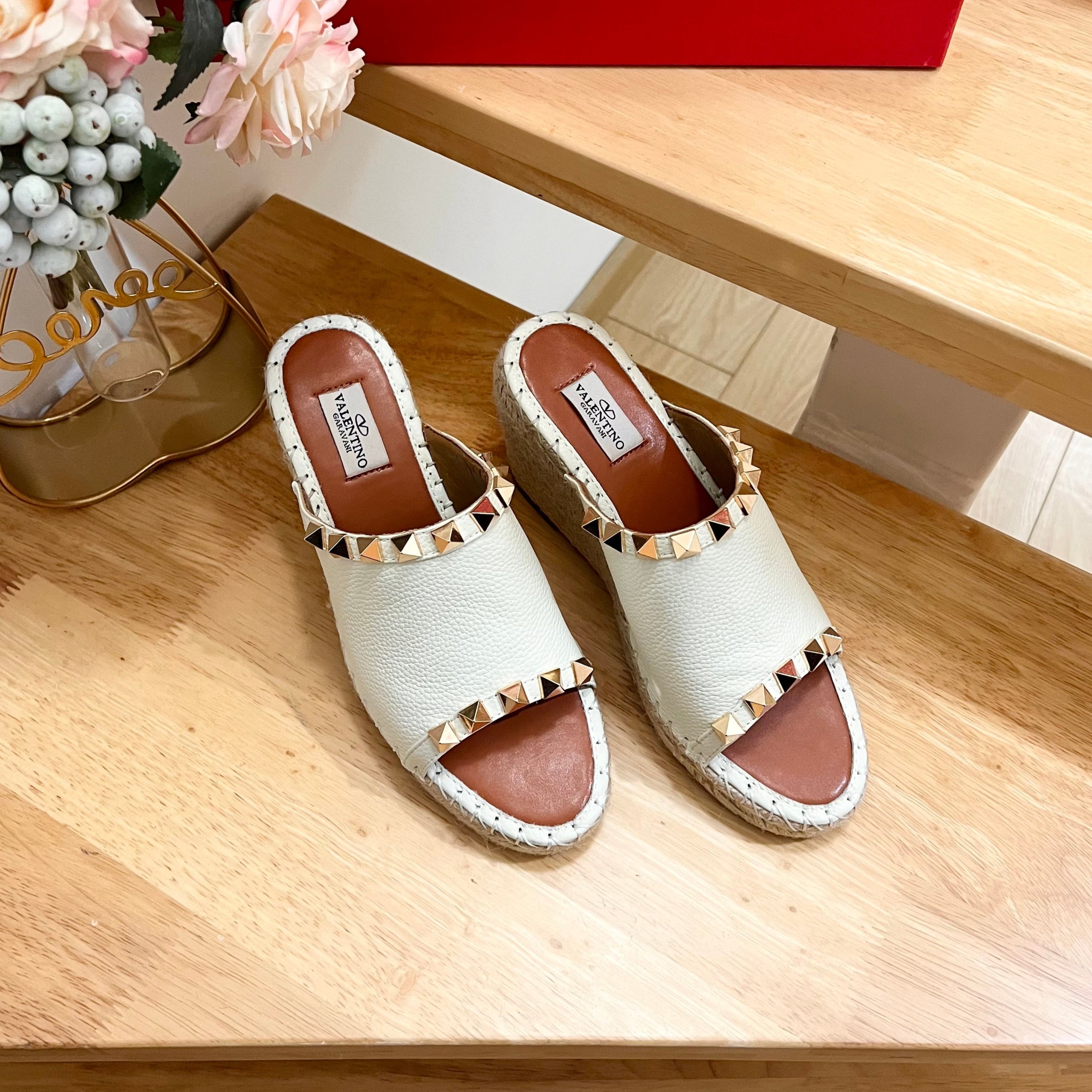 Valentino Mule Wedge White  Leather 240594