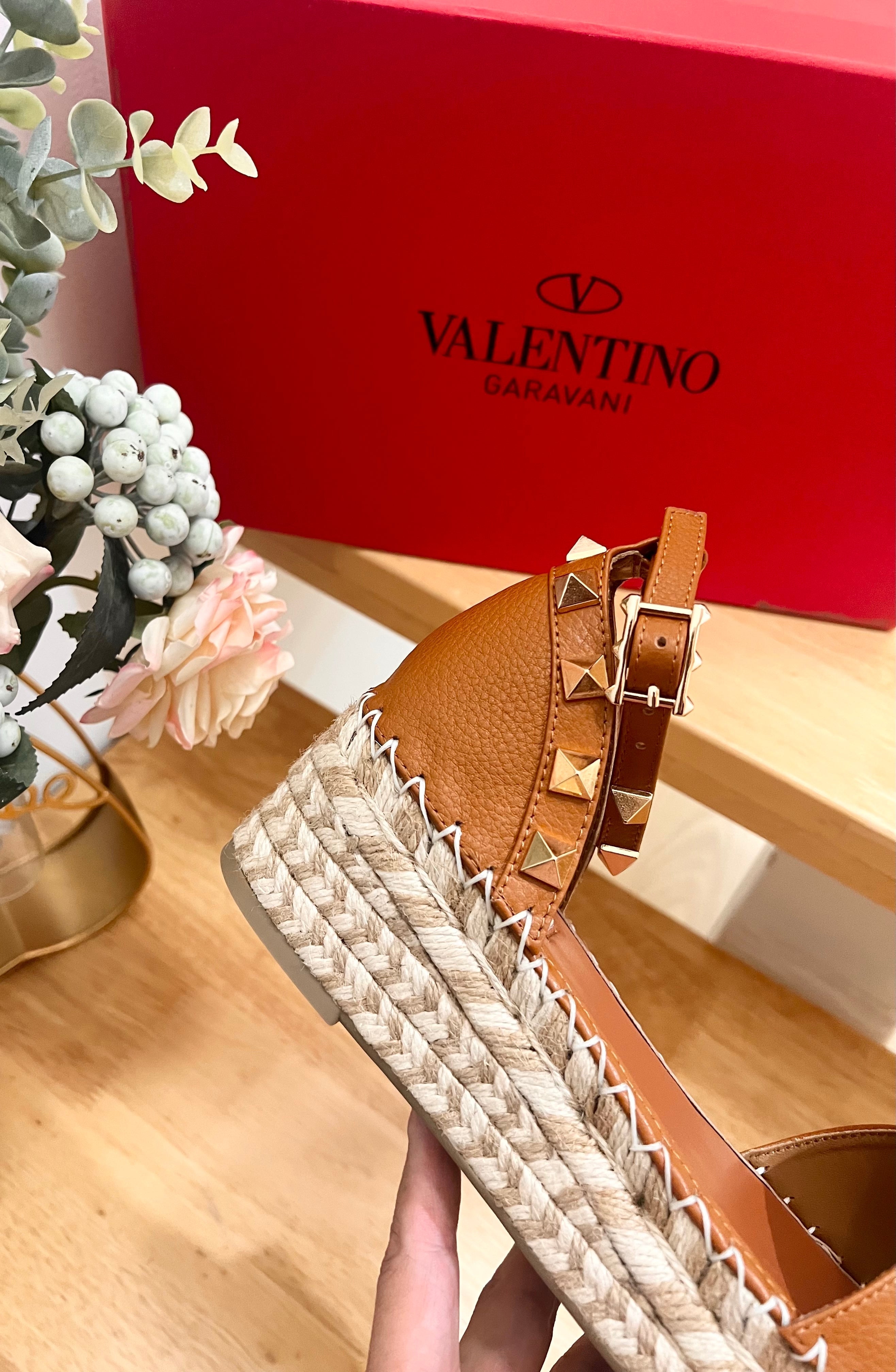 Valentino 25 Platform Sandal Brown Leather 240602