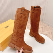 Fendi 25 high boots caramel brown suede 500939