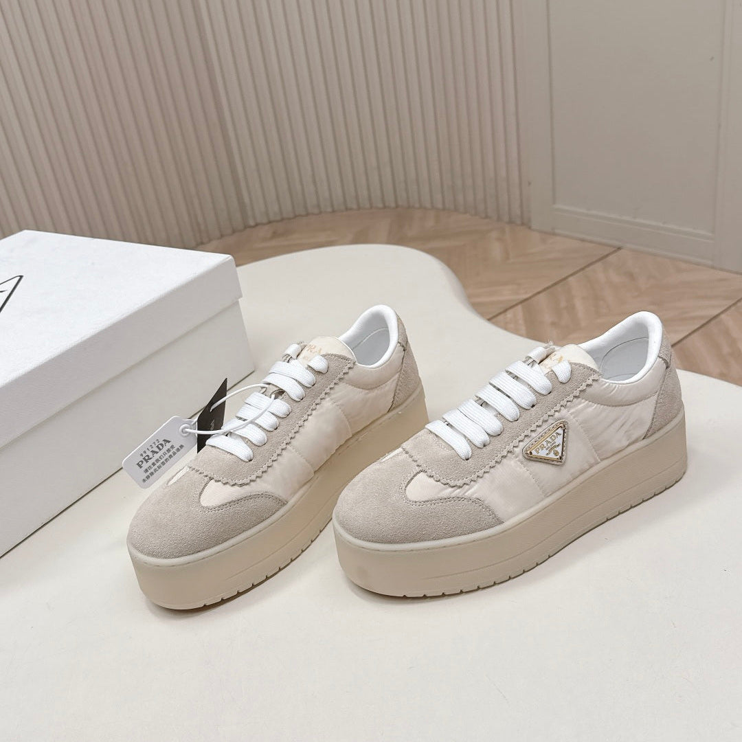 PRA 2026S Platform Sneakers 50 Light Beige Suede Cowhide 663492