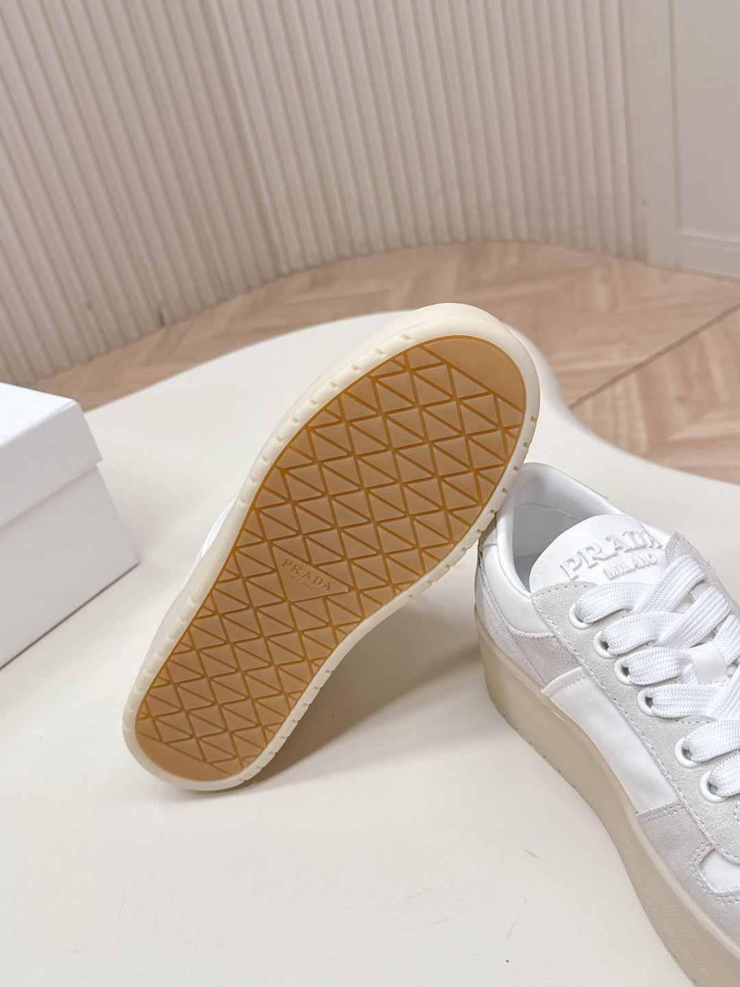 PRA 2026S Platform Sneakers 50 White Cowhide 663497