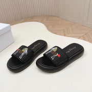 CD 26s  Slippers Black Canvas Lambskin 643805