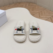 CD 26s  Slippers White Canvas Lambskin 643806