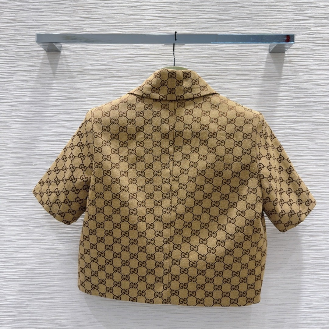 Gucci 2025 Short Jacket Camel and Ebony Polyester Fiber