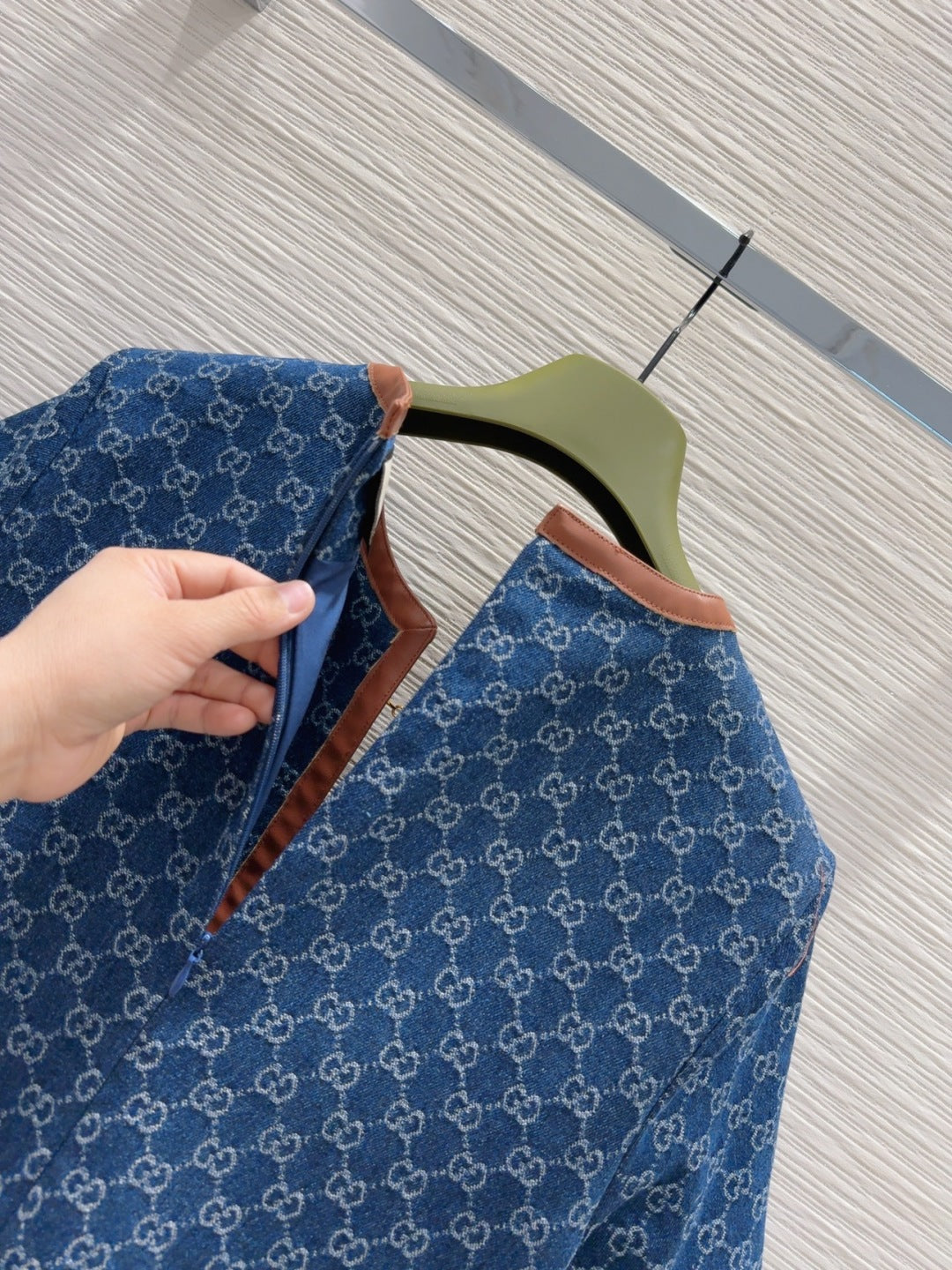 Gucci 2025 Denim Dress Blue Brown Cotton