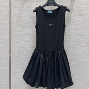 Prada 25 Vest Dress Black Cotton Poliamide