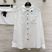 Chanel 2026 Black Logo And Button Shirt White Cotton 391171