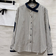 Chanel 2026 Striped Shirt Black White Blue Cotton 391144