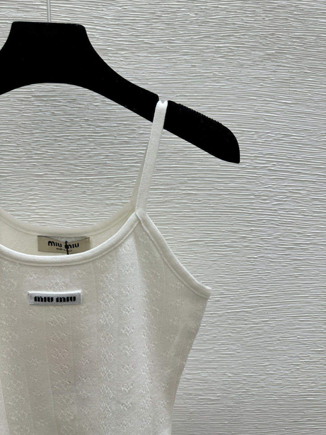 Miumiu 2026 Knitted Camisole White and Pink Tencel Cotton 136085