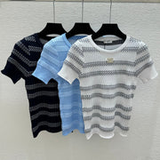 Chanel 2026 Striped Short-Sleeve Shirt Tencel 516741