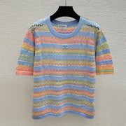 Chanel 2026 Striped Short-sleeved Shirt Multicolor Wool 516774