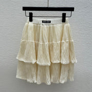 Miumiu 2026 Midi Skirt Beige White Cotton 516813