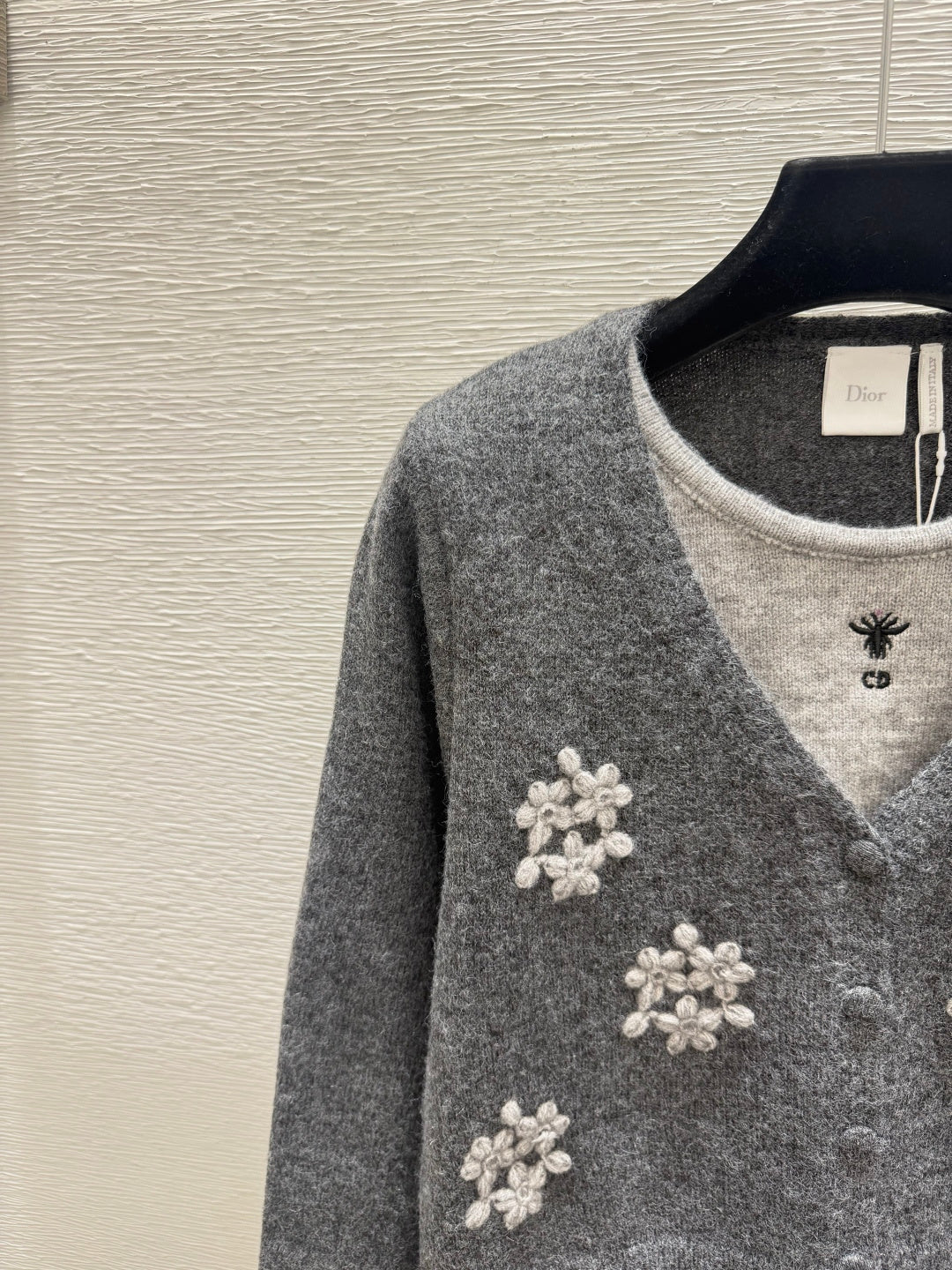 Dior 2026 Floral Faux Two-Piece Round Neck Knitted Long-Sleeve Cardigan Wool