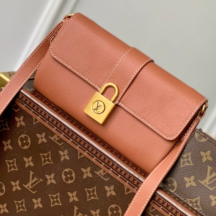 LV Lock Bag Brown Gold Calfskin 240869