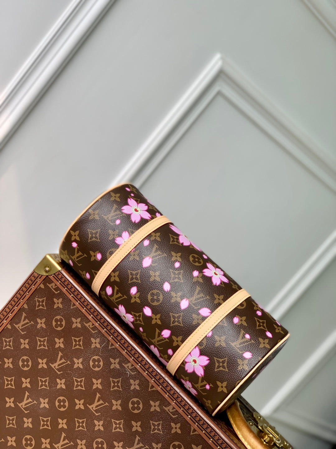 LV x TM Papillon 27cm Sakura Brown Cherry Blossom Monogram Canvas