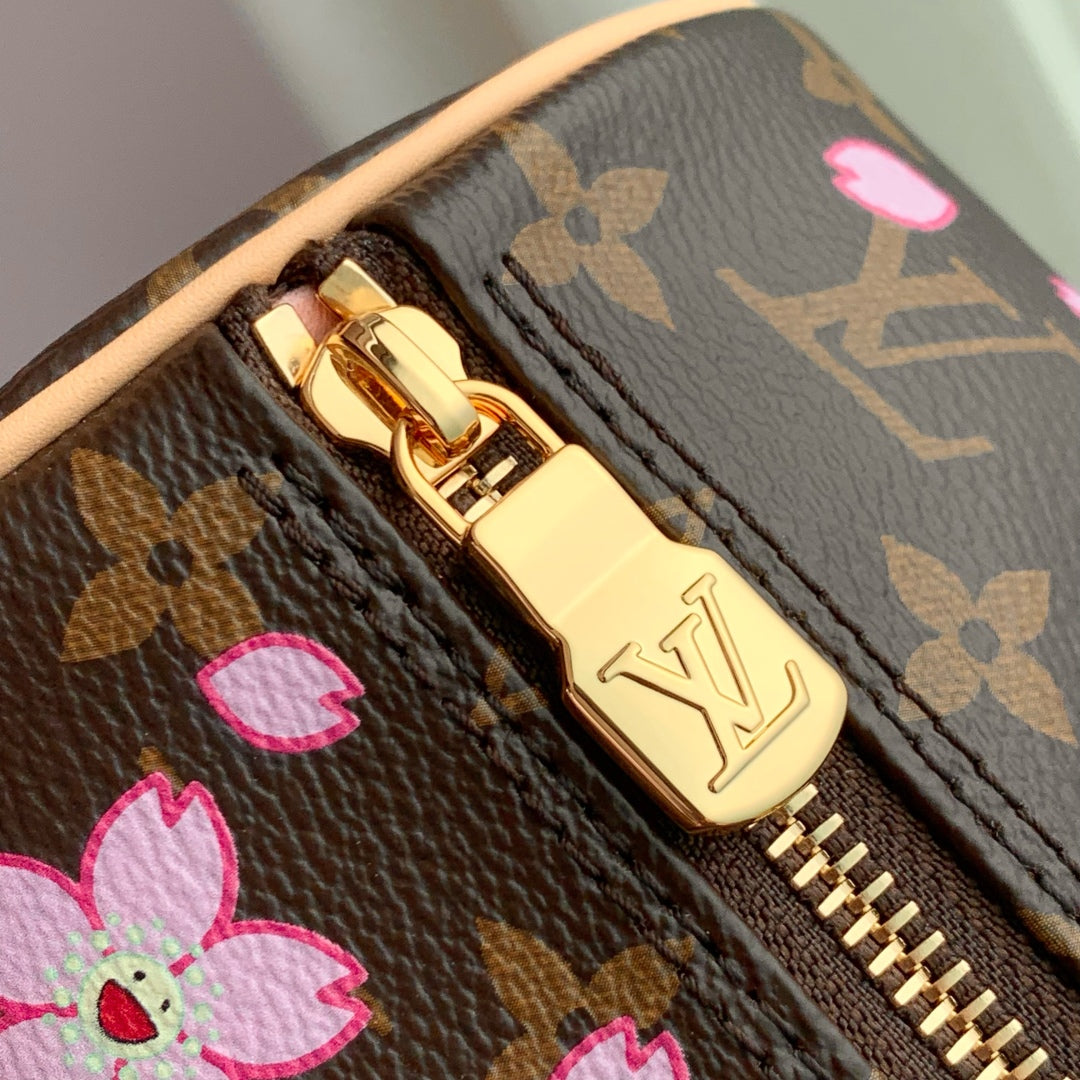 LV x TM Papillon 27cm Sakura Brown Cherry Blossom Monogram Canvas