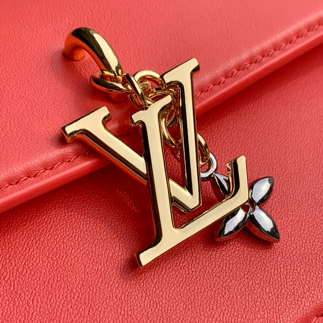 Wallet On Chain LV Bloom 20cm Red Calfskin 250363