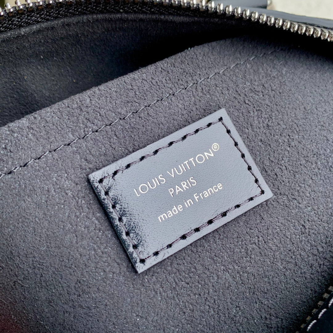 LV 2025 Speedy Trunk 20 Bag Black Silver Patent Leather 347370